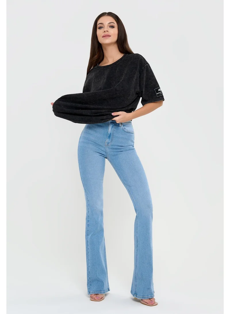 بونا فيدي تيشيرتات بونا فايد نسائية - بلوزات صيفية نسائية - تيشيرت مريح بأكمام قصيرة